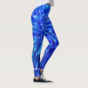 Multi blaues abstraktes mit personalisiertem Namen Leggings
