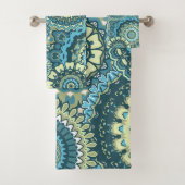 Multi Blue Green Mandalase Badhandtuch Set (Insitu)