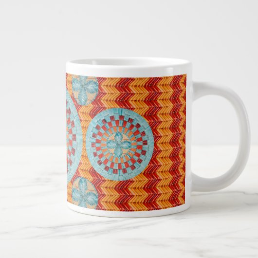 Multi Blumen-orange Zickzack Tassen-Entwurf Jumbo-Tasse (Rechts)