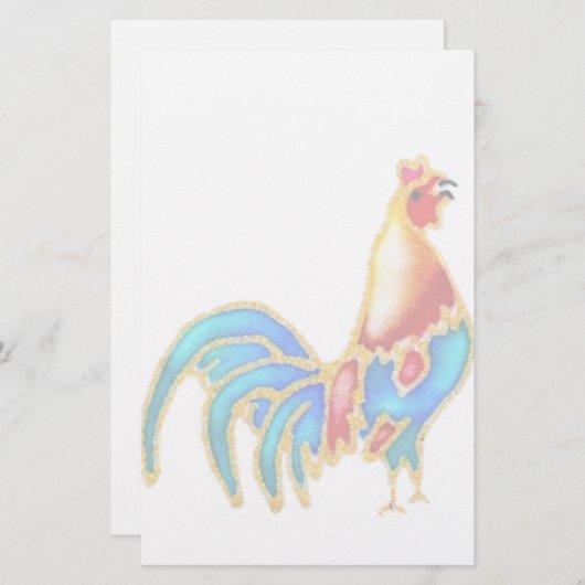 multi bunter krähender Hahnjunger hahn Briefpapier (Vorne/Hinten)