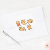 Multi-Cat Sticker – 5 Cute Kawaii Cats (Round) (Umschlag)
