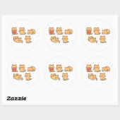 Multi-Cat Sticker – 5 Cute Kawaii Cats (Round) (Blatt)