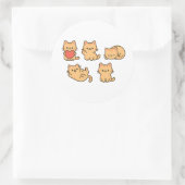 Multi-Cat Sticker – 5 Cute Kawaii Cats (Round) (Tasche)