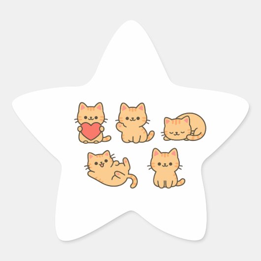 Multi‑Cat Sticker – Kawaii Cats Star Sticker (Vorderseite)