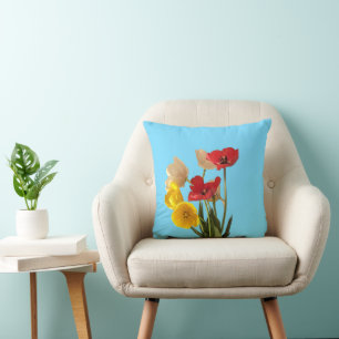 Multi color cut Tulips Throw Pillow Kissen