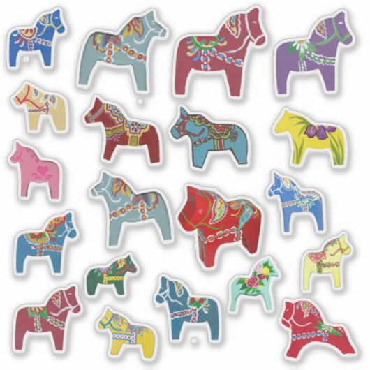 Multi Color Dala Pferde Aufkleber (Vorderseite)