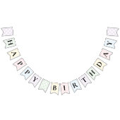 Multi Color Gingham Happy Birthday Bunting Banner (Alle)