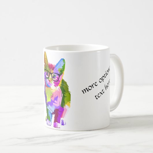 Multi-Color-Hipster-Cat-Tasse Kaffeetasse (VorderseiteRechts)