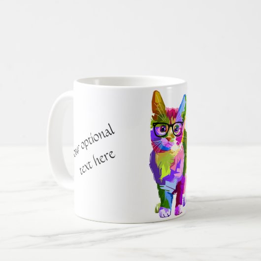 Multi-Color-Hipster-Cat-Tasse Kaffeetasse (Vorderseite Links)