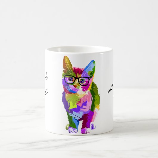 Multi-Color-Hipster-Cat-Tasse Kaffeetasse (Mittel)