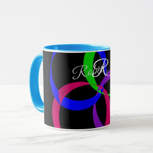 Multi Color Interchange Geometric Coffee Mug Tasse (Vorderseite Links)