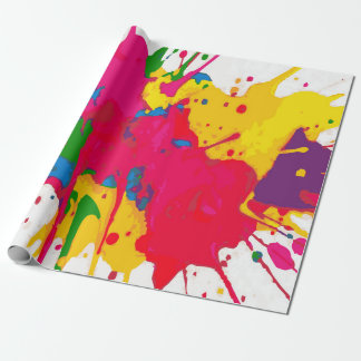 Multi-Color Paint Splat Pattern on White – Fun Geschenkpapier