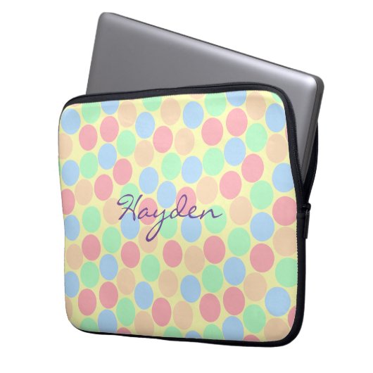 Multi-Color Pastel Dots Pattern Personalised Laptopschutzhülle (Vorderseite Links)