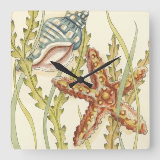 Multi-Color Shell Party Quadratische Wanduhr (Vorderseite)