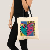 Multi-colored Abstract Portrait Tote Tragetasche (Vorderseite (Produkt))