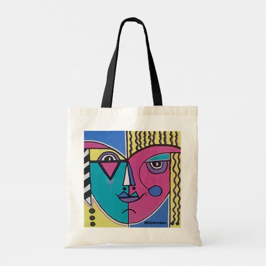 Multi-colored Abstract Portrait Tote Tragetasche (Rückseite)