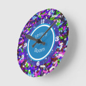 Multi-Colored Candy Sprinkles Monogrammed Runde Wanduhr (Winkel)