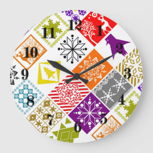 Multi-colored Christmas Große Wanduhr