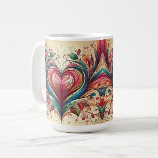 Multi Colored Heart Kaffeetasse (Vorderseite Links)