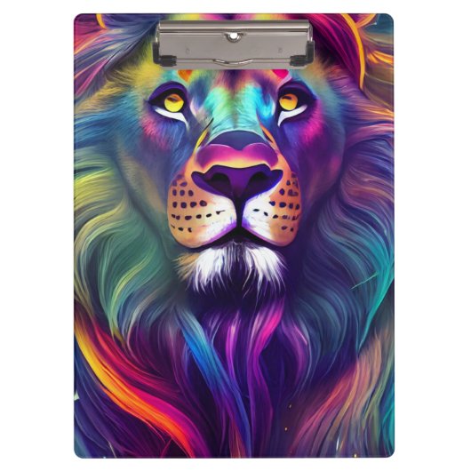 Multi Colored Modern Digital Art Majestic Lion Klemmbrett (Vorderseite)