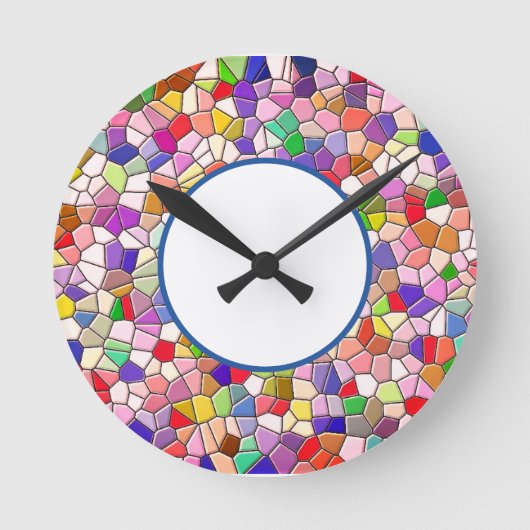 Multi Colored Pattern Round Acrylic Wall Clock Runde Wanduhr (Vorderseite)