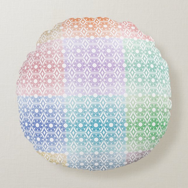 Multi-Colored Round Pillow Rundes Kissen (Vorderseite)