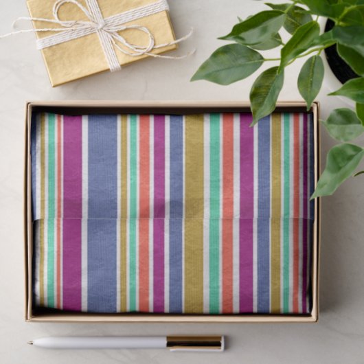 Multi-Colored Textile Stripes Seidenpapier (Geschenk)