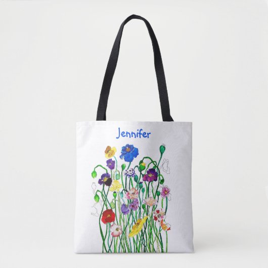 Multi-colored Wild Poppy Watercolor Personal Tasche (Vorderseite)