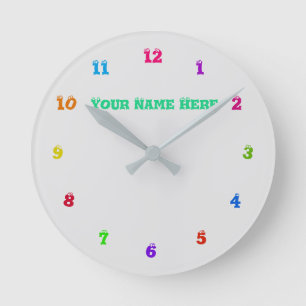 Multi Colors - Customizable - Choose Your Fonts - Runde Wanduhr