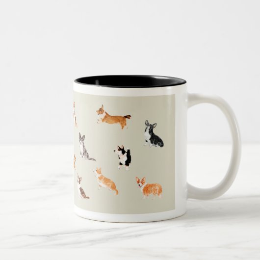 Multi-Corgi-Tasse Zweifarbige Tasse (Rechts)
