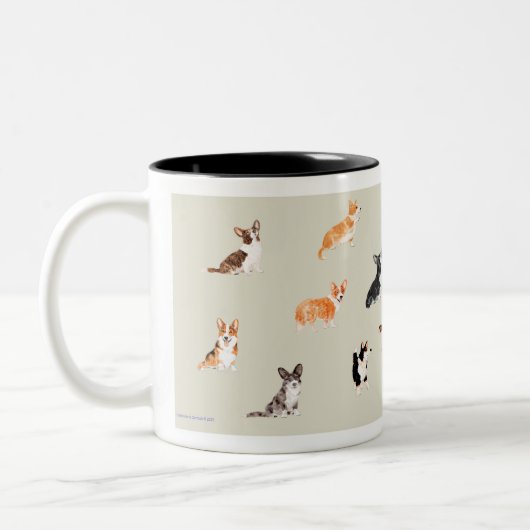 Multi-Corgi-Tasse Zweifarbige Tasse (Links)