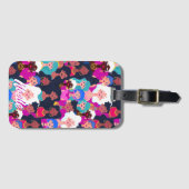 Multi-Cultural Women's Faces Pattern, Ihr Name Gepäckanhänger (Vorderseite (Horizontal))