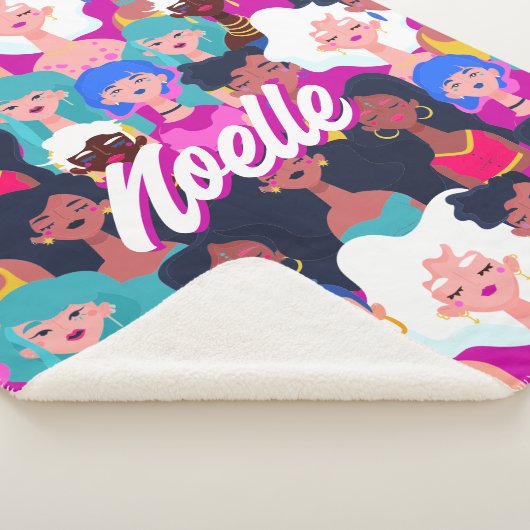 Multi-Cultural Women's Faces Pattern, Ihr Name Sherpadecke (3/4)