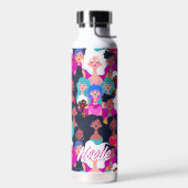Multi-Cultural Women's Faces Pattern, Ihr Name Trinkflasche (Links)