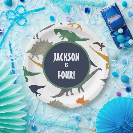 Multi-Dinosaurier-Papier-Teller Pappteller (Party)