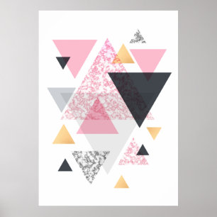 Multi Dreieck - Rosen-Gold und Marmor Poster
