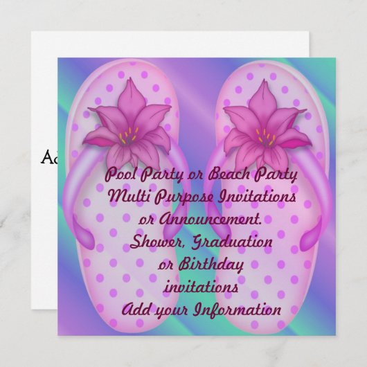 Multi Einladung Zweck des Pool-Party-Strandes (Vorne/Hinten)