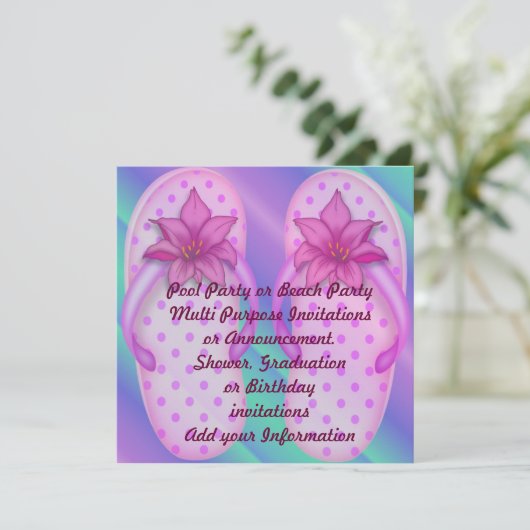 Multi Einladung Zweck des Pool-Party-Strandes (Stehend Vorderseite)