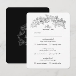 Multi Event Vintag Black Romantik RSVP Karte