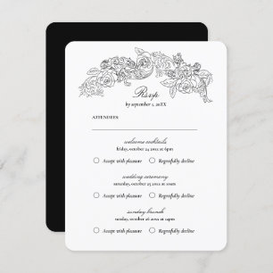 Multi Event Vintag Black Romantik RSVP Karte