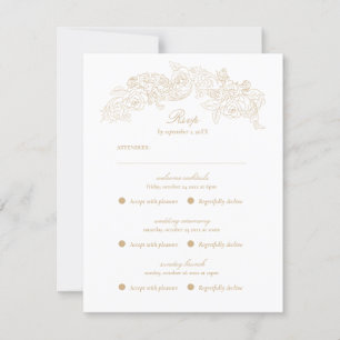 Multi Event Vintag Champagne Gold Romantisch RSVP Karte