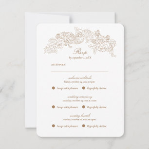 Multi-Event Vintage Goldbraun Romantisch RSVP Karte