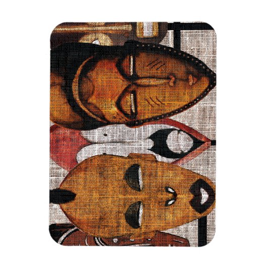 Multi-Face Tribal Foto Magnet (Vertikal)