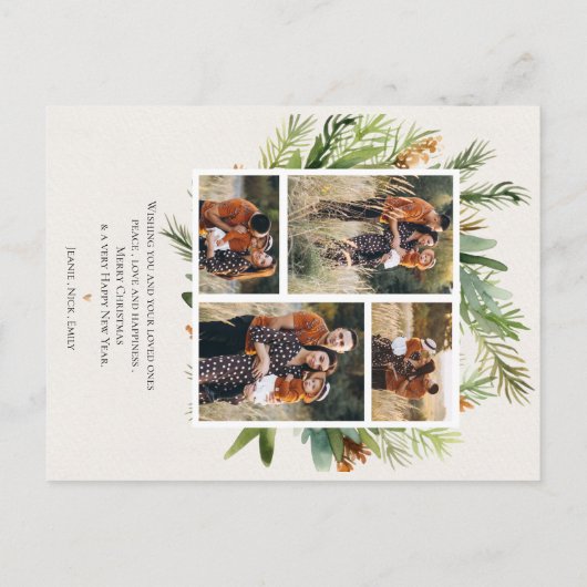 Multi-Family-Fotos Grüne Blätter Frohe Weihnachten (Rückseite)