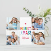 MULTI FAMILY PHOTO festive modern minimal colorful Feiertagskarte (Stehend Vorderseite)