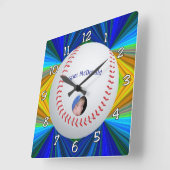Multi-Farb-Background-Foto im Baseball personalisi Quadratische Wanduhr (Winkel)