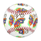 Multi-Farb-Schmetterling mit beliebigem Hintergrun Baseball (Rückseite)