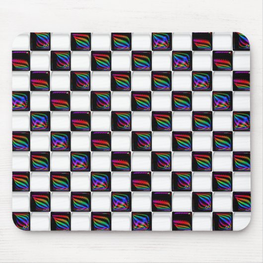 Multi Farbe Techno beleuchtet Schachbrett-Muster Mousepad (Vorne)