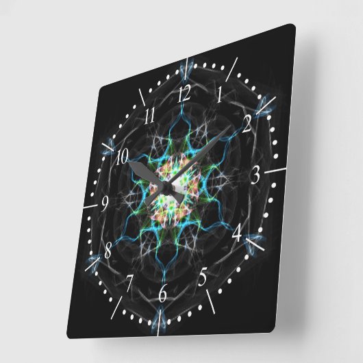 Multi Farbgalaxielicht in Raum Quadratische Wanduhr (Winkel)