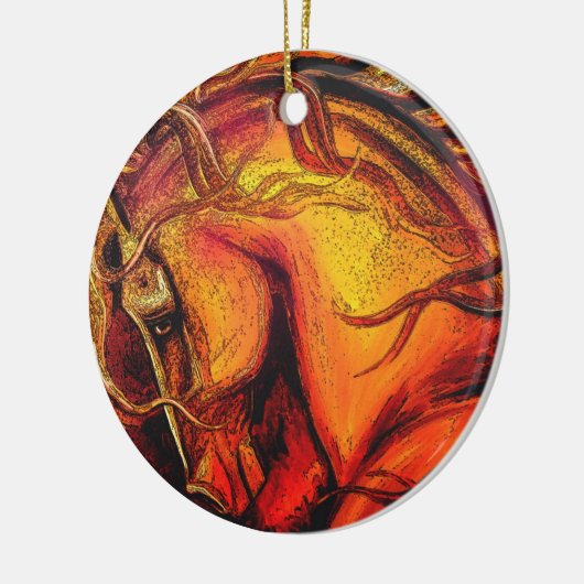 Multi Farbpferdeverzierung Keramik Ornament (Links)